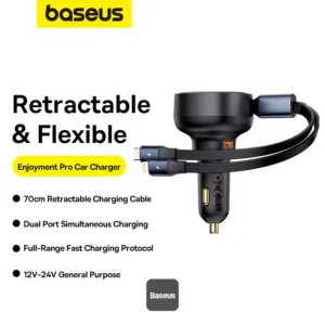 شارژر فندکی 60 وات بیسوس مدل CCTXP-UCL به همراه کابل لایتنینگ و USB-C