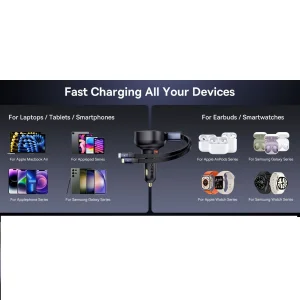 شارژر فندکی 60 وات بیسوس مدل CCTXP-UCL به همراه کابل لایتنینگ و USB-C