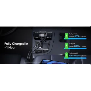 شارژر فندکی 60 وات بیسوس مدل CCTXP-UCL به همراه کابل لایتنینگ و USB-C