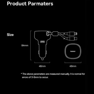 شارژر فندکی 60 وات بیسوس مدل CCTXP-UCL به همراه کابل لایتنینگ و USB-C