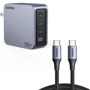 شارژر دیواری 160 وات یوگرین مدل X763-25877 به همراه کابل تبدیل USB-C
