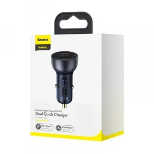 شارژر فندکی 65 وات باسئوس مدل Particular Digital Display QC+PPS