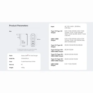 شارژر دیواری 100 وات بیسوس مدل GAN5 PRO 100W به همراه کابل USB-C