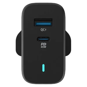 شارژر دیواری 45 وات دو پورت پاورولوجی مدل PWCUQC004 به همراه کابل تبدیل USB-C