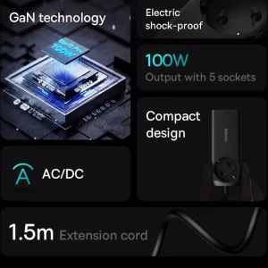 شارژر رومیزی 100 وات  بیسوس مدل CCGAN100-1ACE به همراه کابل USB-C