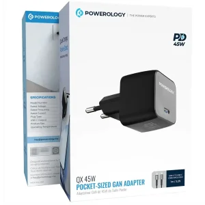 شارژر دیواری 45 وات پاورولوژی مدل Gan2 به همراه کابل USB-C