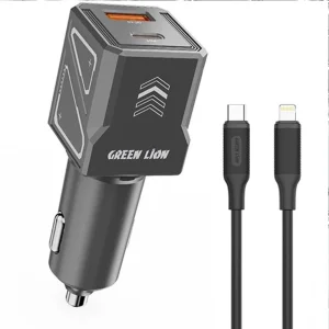 شارژر دیواری 60 وات دو پورت گرین لاین مدل 12cc به همراه کابل USB-C