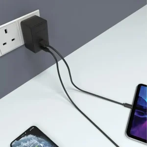 شارژر دیواری پاورولوجی مدل P36PDQCUKCBK به همراه کابل تبدیل USB-C