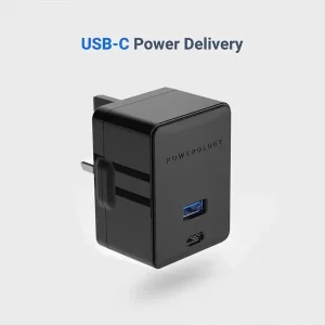 شارژر دیواری پاورولوجی مدل P36PDQCUKCBK به همراه کابل تبدیل USB-C