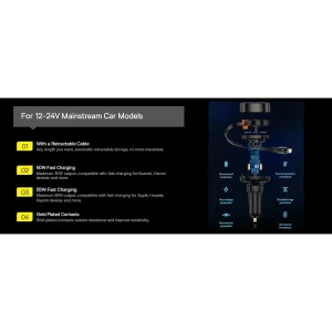 شارژر فندکی 60 وات بیسوس مدل Retractable