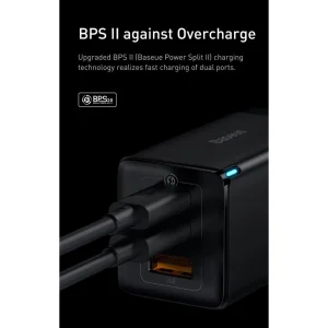 شارژر دیواری باسئوس مدل GAN5 PRO 65W به همراه کابل USB-C