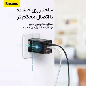 شارژر دیواری باسئوس مدل GAN5 PRO 65W به همراه کابل USB-C