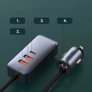 شارژر فندکی باسئوس مدل CCBT-B0G 120W