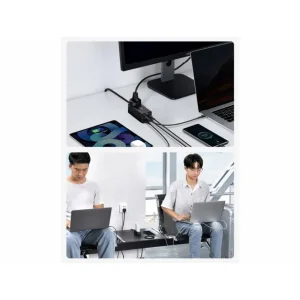 شارژر رومیزی 65 وات بیسوس مدل Powerstrip 65W به همراه کابل تبدیل USB-C