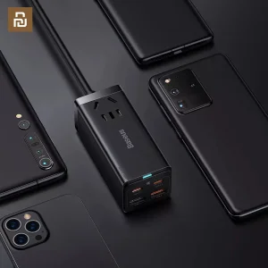 شارژر رومیزی 65 وات بیسوس مدل Powerstrip 65W به همراه کابل تبدیل USB-C