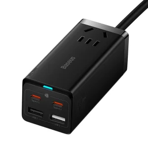 شارژر رومیزی 65 وات بیسوس مدل Powerstrip 65W به همراه کابل تبدیل USB-C