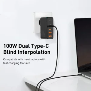 شارژر دیواری 100 وات 4 پورت بیسوس مدل GaN2 Pro به همراه کابل USB-C