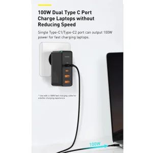 شارژر دیواری 100 وات 4 پورت بیسوس مدل GaN2 Pro به همراه کابل USB-C