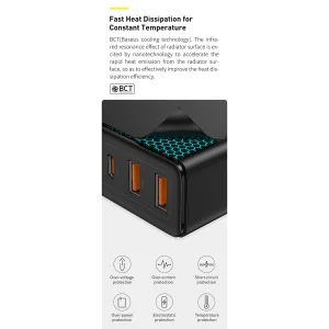 شارژر دیواری 100 وات 4 پورت بیسوس مدل GaN2 Pro به همراه کابل USB-C