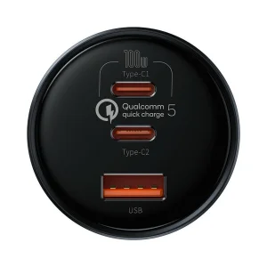 شارژر فندکی 160 وات باسئوس مدل TZCCZM-0G به همراه کابل USB-C