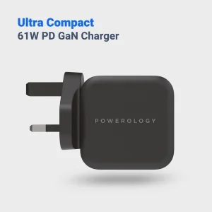 شارژر دیواری 61 وات پاورولوجی مدل P61PDWUKC 61W GAN به همراه کابل USB-C
