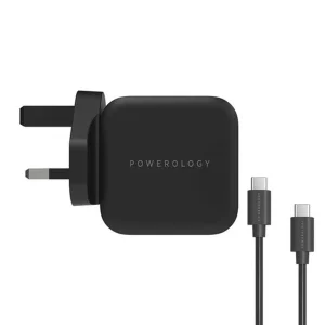شارژر دیواری 61 وات پاورولوجی مدل P61PDWUKC 61W GAN به همراه کابل USB-C