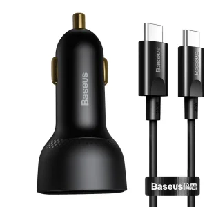 شارژر فندکی باسئوس مدل TZCCZX-01به  همراه کابل تبدیل USB-C