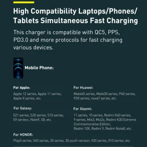 شارژر فندکی باسئوس مدل  CCZX-160CO 160W به همراه کابل تبدیل Usb-c