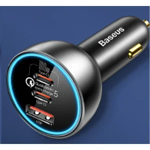 شارژر فندکی باسئوس مدل  CCZX-160CO 160W به همراه کابل تبدیل Usb-c