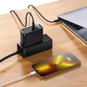 شارژر دیواری 100 وات دو پورت بیسوس مدل GaN5 PRO