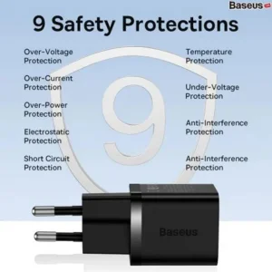 شارژر دیواری 30 وات بیسوس مدل GAN5 mini 30W به همراه کابل تبدیل USB-C