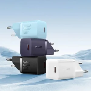 شارژر دیواری 30 وات بیسوس مدل GAN5 mini 30W به همراه کابل تبدیل USB-C