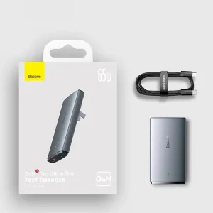 شارژر دیواری 65 وات بیسوس مدل GaN5 Pro Ultra-Slim به همراه کابل تبدیل USB-C