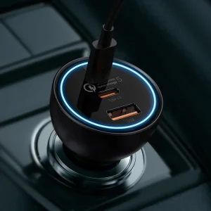 شارژر فندکی باسئوس مدل Multi-port Fast Charge 160W به همراه کابل تبدیل Usb-c