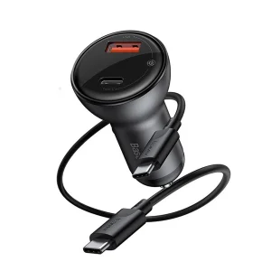 شارژر فندکی باسئوس مدل Dual Quick Charger 65W  به همراه کابل USB-C