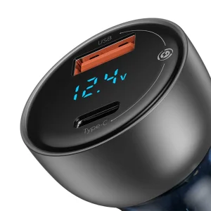 شارژر فندکی باسئوس مدل Dual Quick Charger 65W  به همراه کابل USB-C