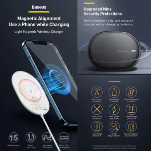 شارژر بی سیم باسئوس مدل W518 MagSafe