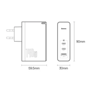 شارژر دیواری 140 وات باسئوس مدل GaN5 Pro
