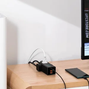 شارژر رومیزی 30 وات بیسوس مدل Power Combo Digital Powerstrip