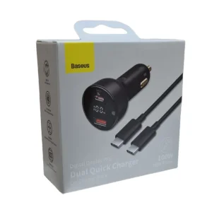 شارژر فندکی باسئوس مدل Digital Display PPS 100W به همراه کابل تبدیل USB-C