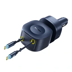 شارژر فندکی 240 وات 2 پورت بیسوس مدل C0206700 240W به همراه کابل USB-C
