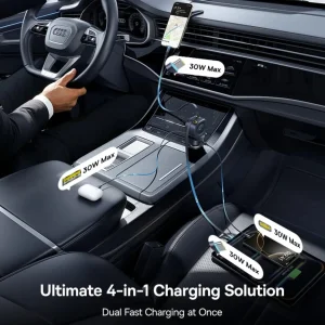 شارژر فندکی 240 وات 2 پورت بیسوس مدل C0206700 240W به همراه کابل USB-C