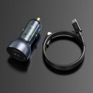 شارژر فندکی باسئوس مدل TZCCKX_0G به همراه کابل تبدیل USB-C