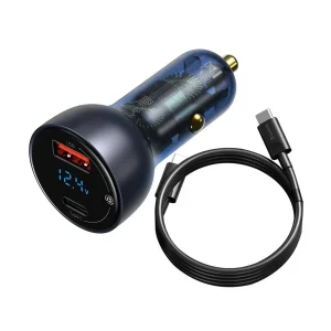 شارژر فندکی باسئوس مدل TZCCKX_0G به همراه کابل تبدیل USB-C