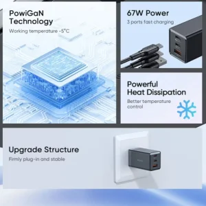 شارژر 67 وات دارای 2 پورت مک دودو مدل CH1536 به همراه کابل usb-c