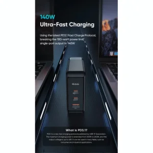 شارژر دیواری 140 وات مک دودو مدل CH-2913 به همراه کابل USB-C