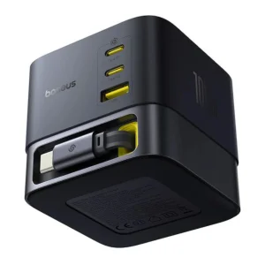 شارژر رومیزی 100 وات 3 پورت بیسوس مدل  100W Super GaN  به همراه کابل  USB-C