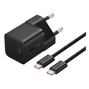 شارژر دیواری 20 وات بیسوس مدل GAN5 mini به همراه کابل تبدیل usb-c