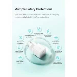 شارژر دیواری 20 وات بیسوس مدل GAN5 mini به همراه کابل تبدیل usb-c