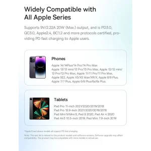 شارژر دیواری 20 وات بیسوس مدل GAN5 mini به همراه کابل تبدیل usb-c